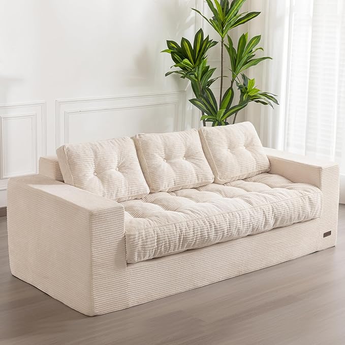 MAXYOYO Plush Tufted Corduroy Loveseat Bean Bag Chair - Comfortable & Stylish Seating