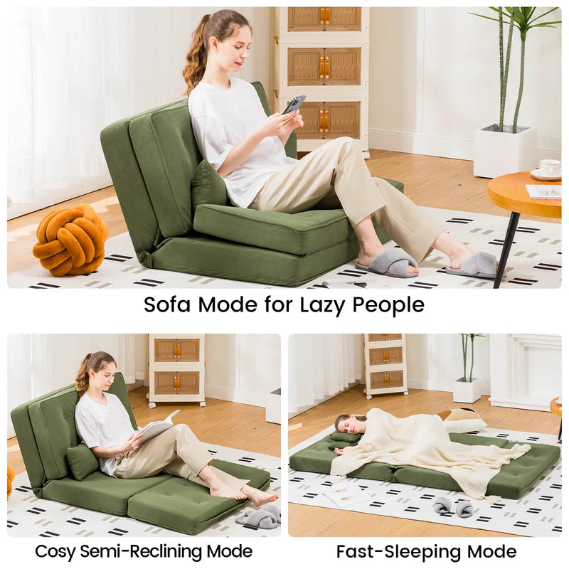 COMHOMA Versatile Sleeper Sofa Couch - Compact Mini Bed with Adjustable Backrest for Living Room & Bedroom