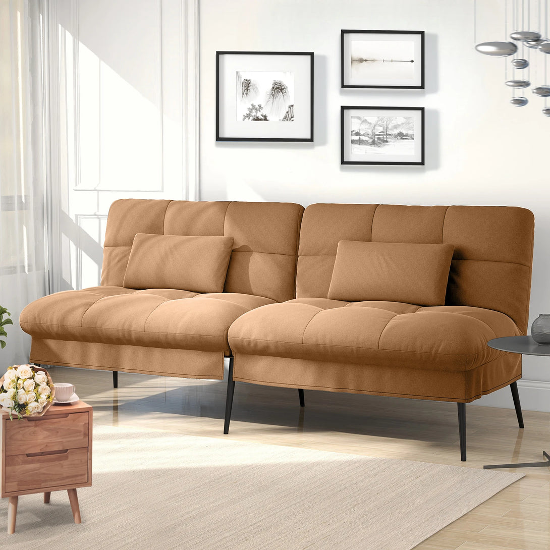 COMHOMA Fold-out Futon Cover Sofa Sleeper - Versatile 3-Seater Corner Sofa Bed with Adjustable Backrest