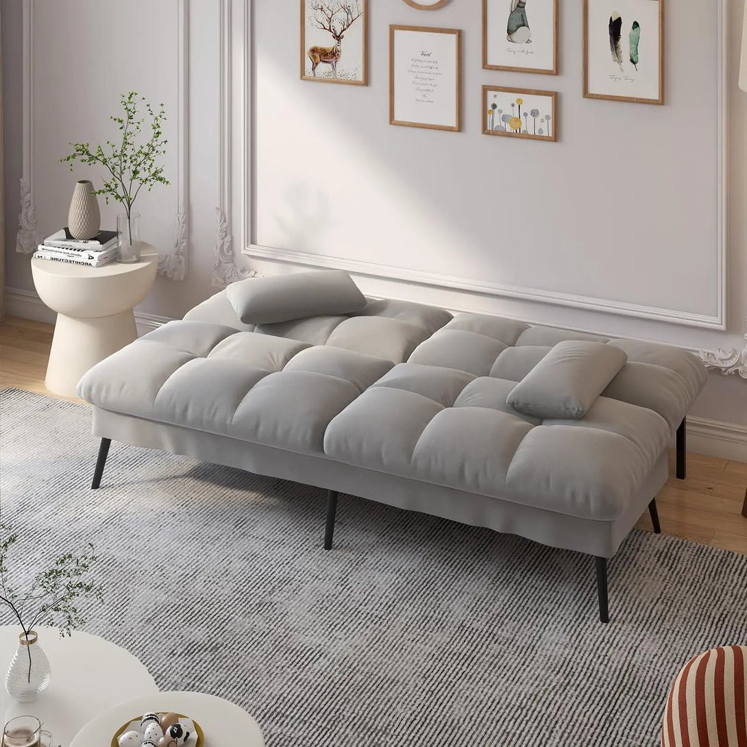 COMHOMA Fold-out Futon Cover Sofa Sleeper - Versatile 3-Seater Corner Sofa Bed with Adjustable Backrest