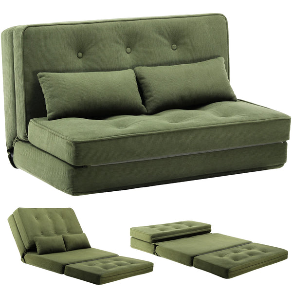 COMHOMA Versatile Sleeper Sofa Couch - Compact Mini Bed with 6-Step Adjustable Backrest for Living Room & Bedroom