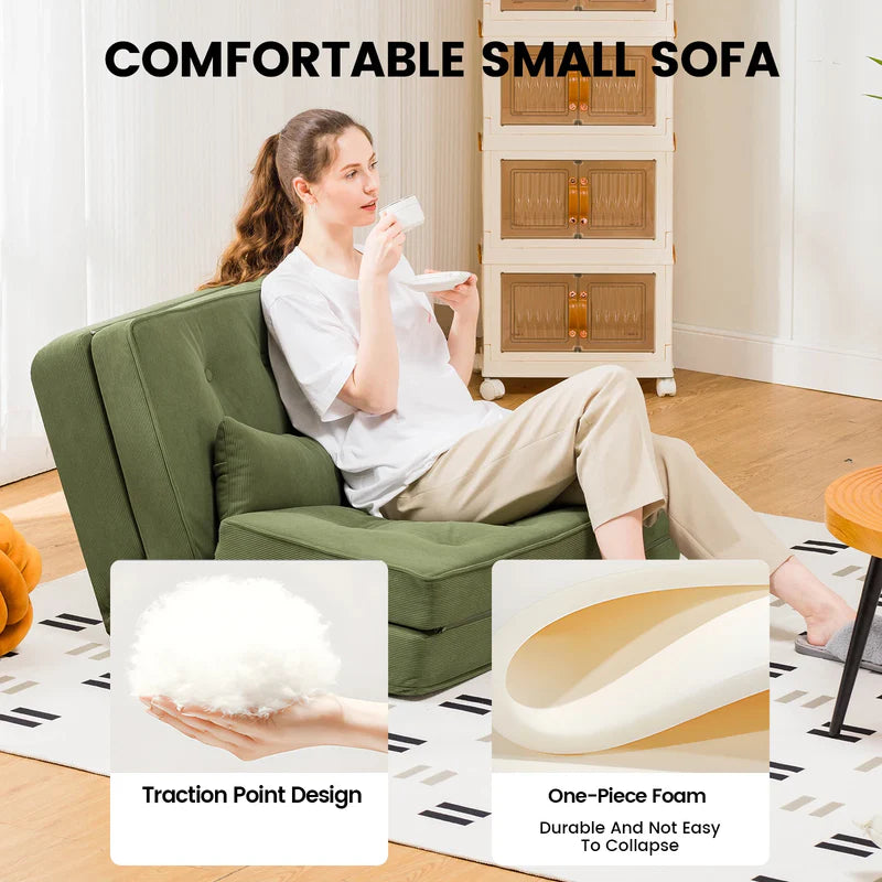 COMHOMA Versatile Sleeper Sofa Couch - Compact Mini Bed with Adjustable Backrest for Living Room & Bedroom