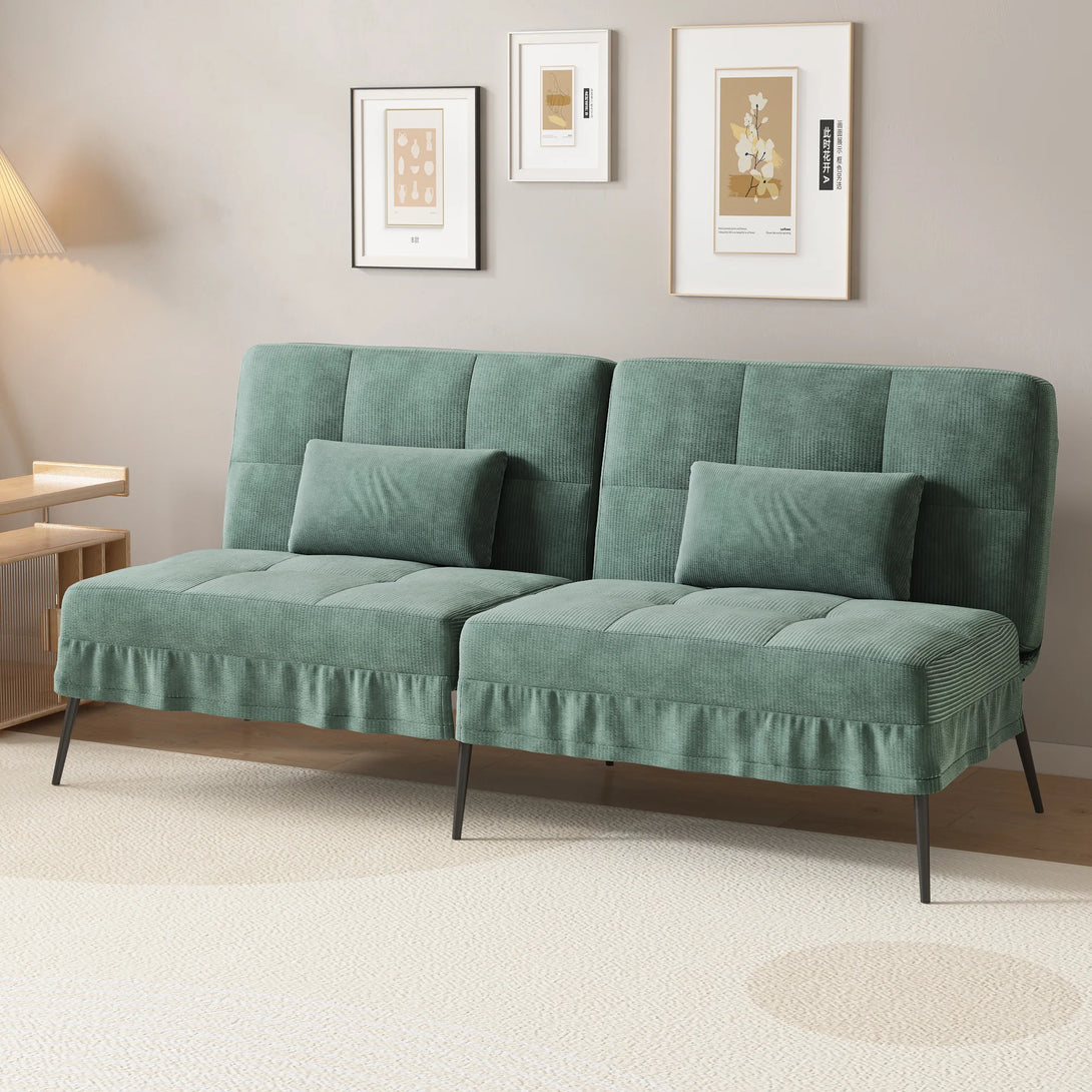 COMHOMA Fold-out Futon Cover Sofa Sleeper - Versatile 3-Seater Corner Sofa Bed with Adjustable Backrest