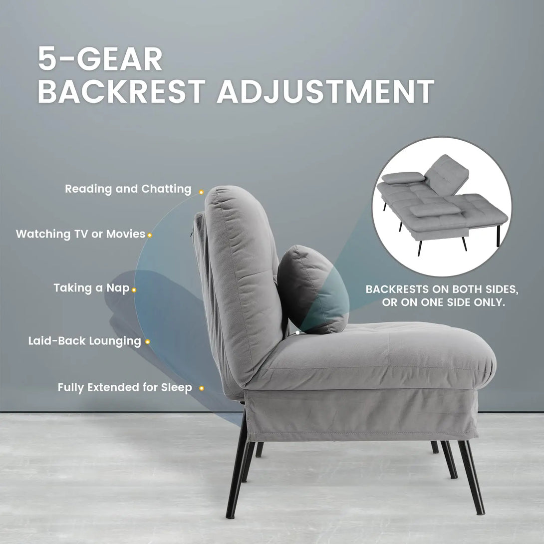 COMHOMA Fold-out Futon Cover Sofa Sleeper - Versatile 3-Seater Corner Sofa Bed with Adjustable Backrest