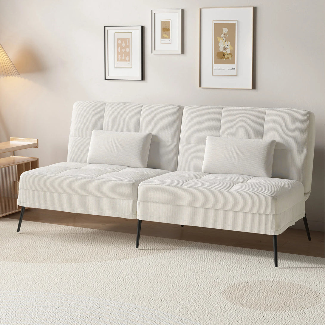 COMHOMA Fold-out Futon Cover Sofa Sleeper - Versatile 3-Seater Corner Sofa Bed with Adjustable Backrest