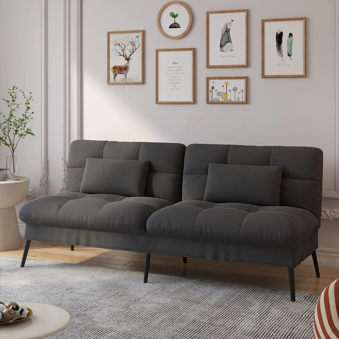 COMHOMA Fold-out Futon Cover Sofa Sleeper - Versatile 3-Seater Corner Sofa Bed with Adjustable Backrest