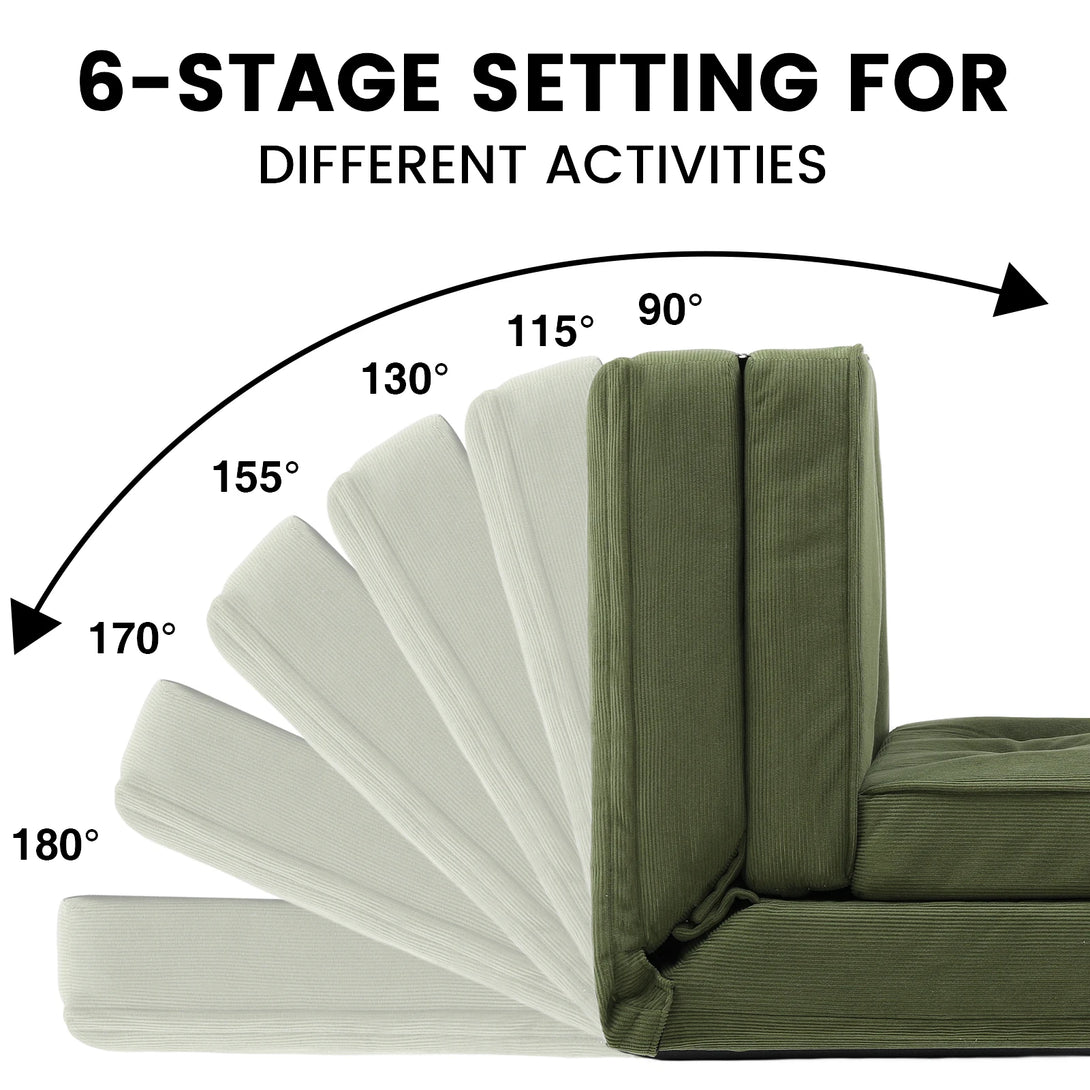 COMHOMA Versatile Sleeper Sofa Couch - Compact Mini Bed with 6-Step Adjustable Backrest for Living Room & Bedroom