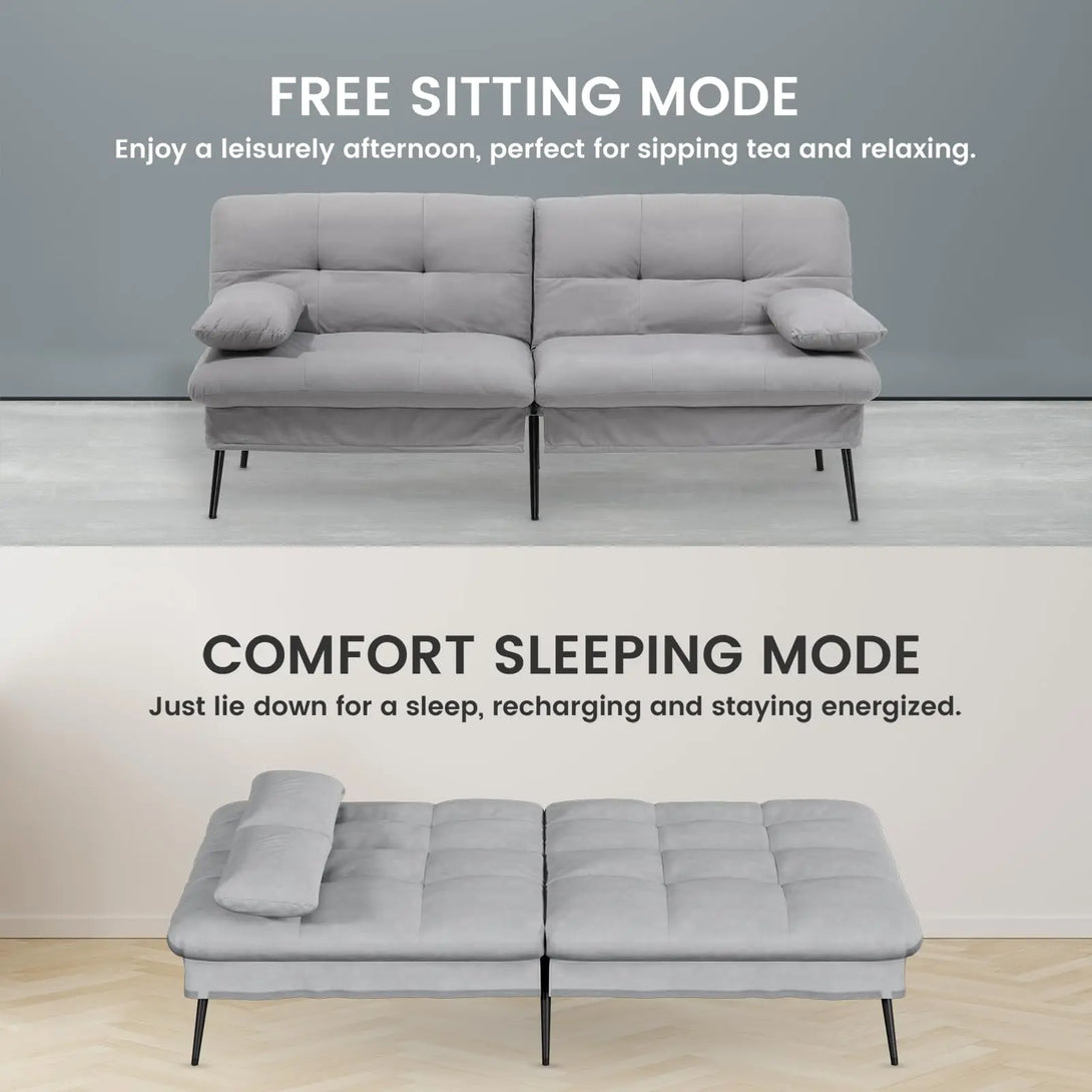 COMHOMA Fold-out Futon Cover Sofa Sleeper - Versatile 3-Seater Corner Sofa Bed with Adjustable Backrest