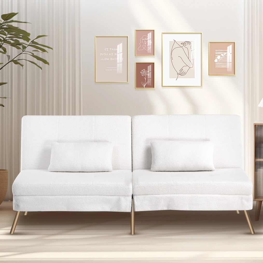 COMHOMA Fold-out Futon Cover Sofa Sleeper - Versatile 3-Seater Corner Sofa Bed with Adjustable Backrest