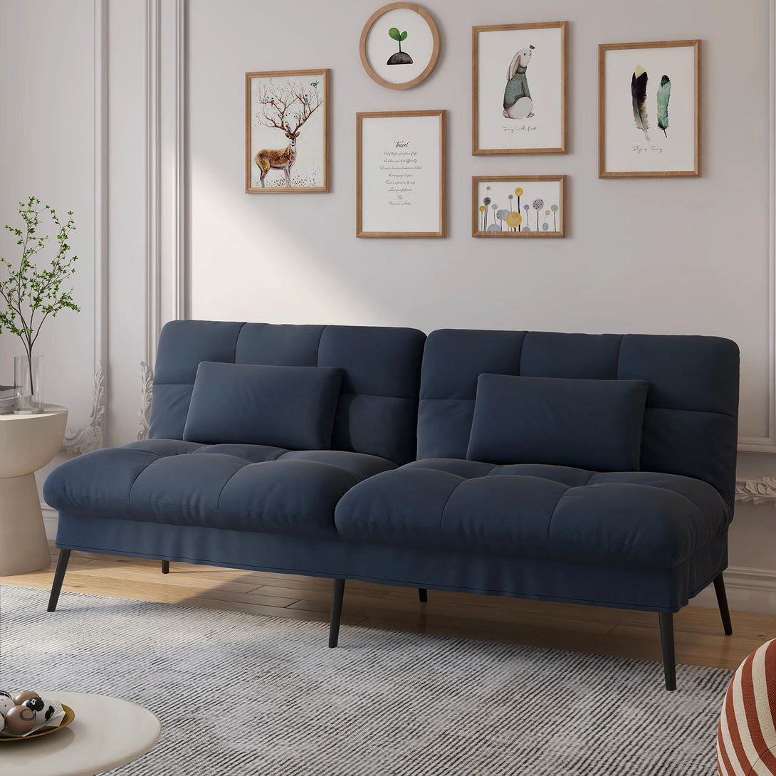 COMHOMA Fold-out Futon Cover Sofa Sleeper - Versatile 3-Seater Corner Sofa Bed with Adjustable Backrest