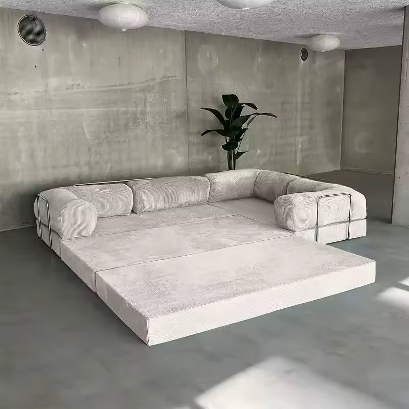 Luxurious High-Density Foam Corner Sofa Bed with Vacuum Compression - Modern Living Room Design