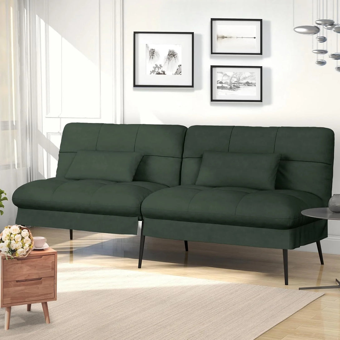 COMHOMA Fold-out Futon Cover Sofa Sleeper - Versatile 3-Seater Corner Sofa Bed with Adjustable Backrest