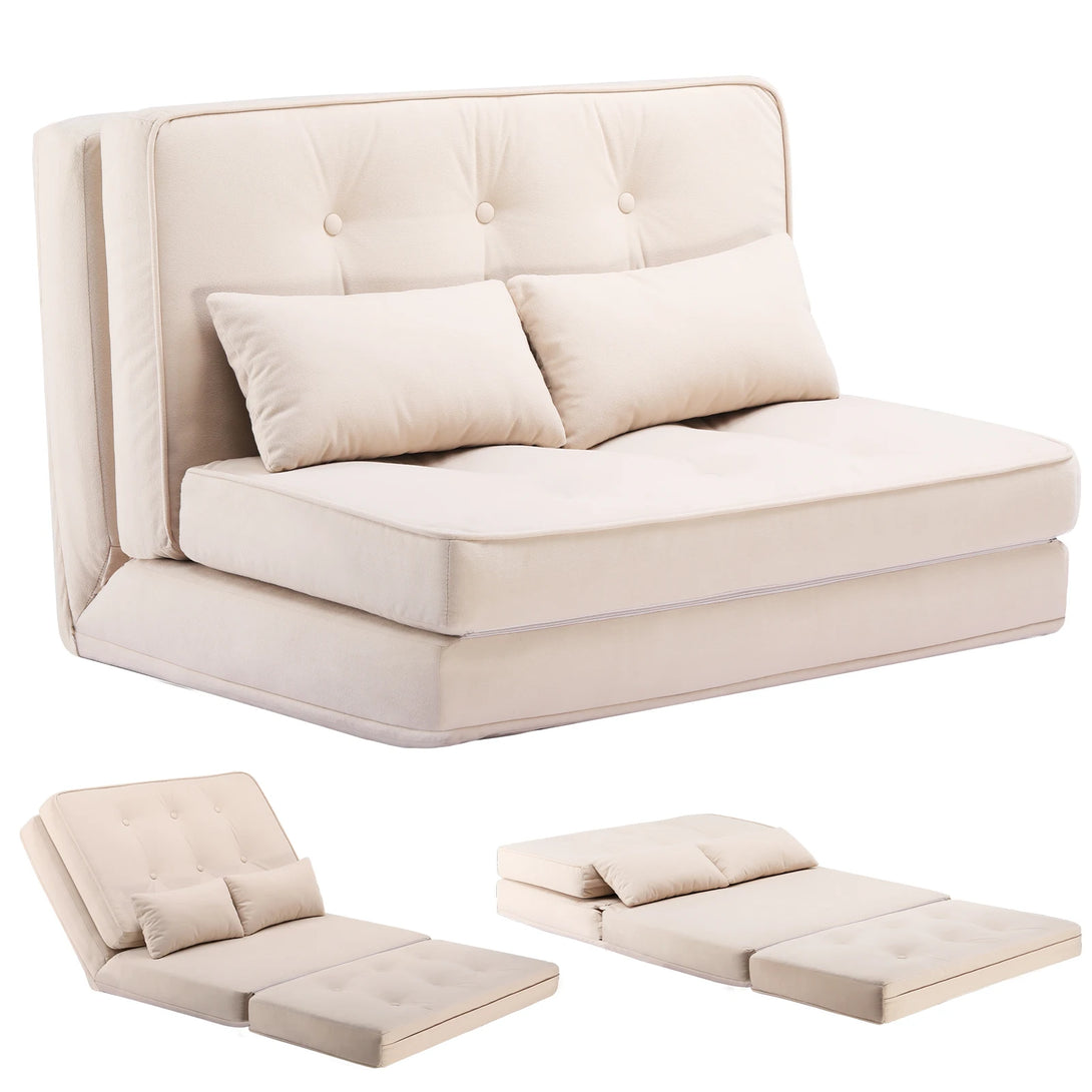 COMHOMA Versatile Sleeper Sofa Couch - Compact Mini Bed with 6-Step Adjustable Backrest for Living Room & Bedroom