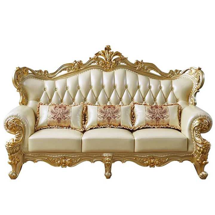 Elegant European-Style Genuine Leather Sectional Sofa - Customizable 1-2-3 Seater Combinations for Luxury Homes & Hotels