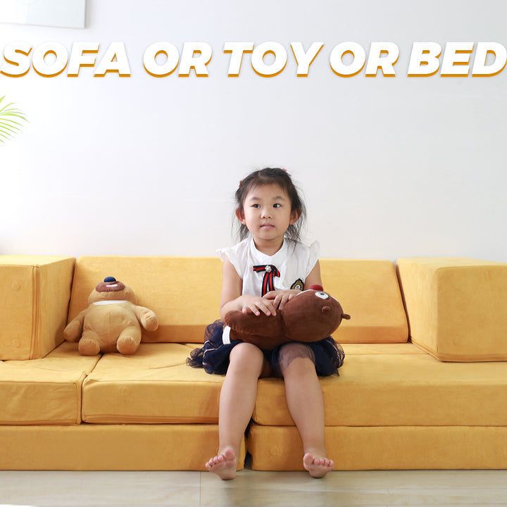 SAIEN Modern Modular Foam Play Couch for Kids - 12 Sections, Soft & Safe Suede Sofa for Schools & Homes
