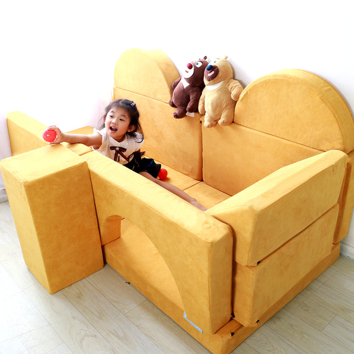 SAIEN Modern Modular Foam Play Couch for Kids - 12 Sections, Soft & Safe Suede Sofa for Schools & Homes