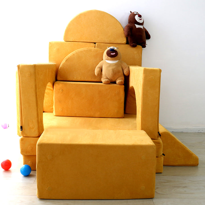 SAIEN Modern Modular Foam Play Couch for Kids - 12 Sections, Soft & Safe Suede Sofa for Schools & Homes