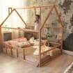 Montessori Toddler Floor Bed with Canopy - House Bed Frame for Kids, Playful Nursery Decor, Safe & Engaging Wooden Furniture