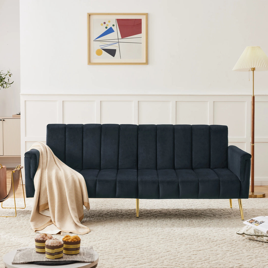 Luxurious Velvet Folding Sofa Bed with Auxiliary Legs - Comfortable Sleeping Function for Living Room & Bedroom