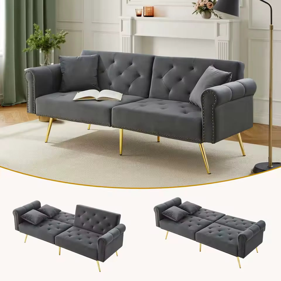 The Ultimate Modern Double Sofa Bed: Space-Saving, 3-Level Adjustable Backrest