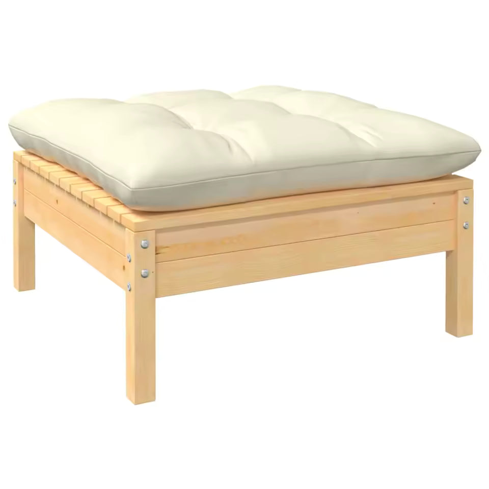 8-Seater Solid Pine Wood Garden Lounge Set with Cream Cushions - Durable & Stylish Outdoor Furniture