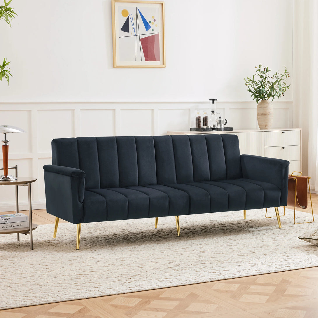 Luxurious Velvet Folding Sofa Bed with Auxiliary Legs - Comfortable Sleeping Function for Living Room & Bedroom