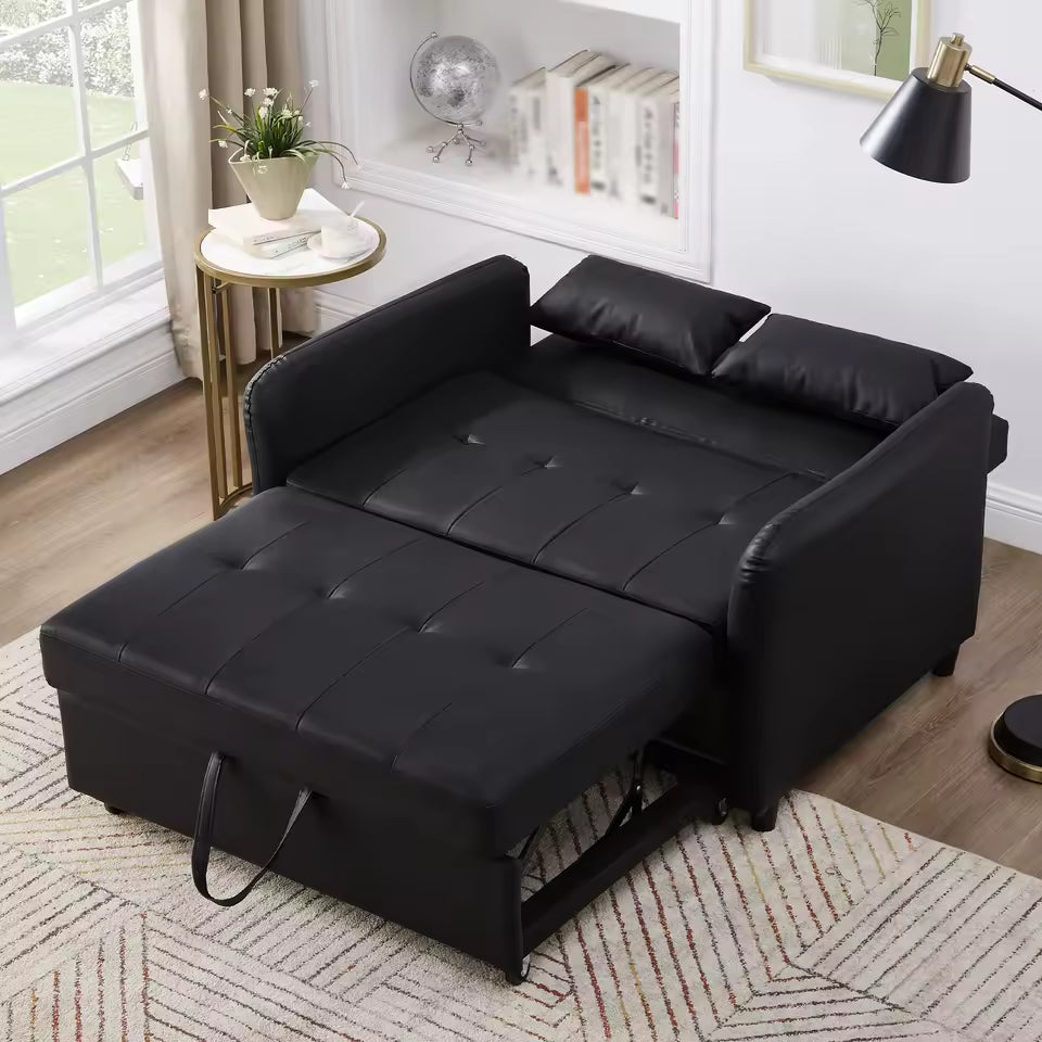 Versatile 2-Seater Sofa Bed with Extendable Chaise and Adjustable Backrest - Comfortable PU Material