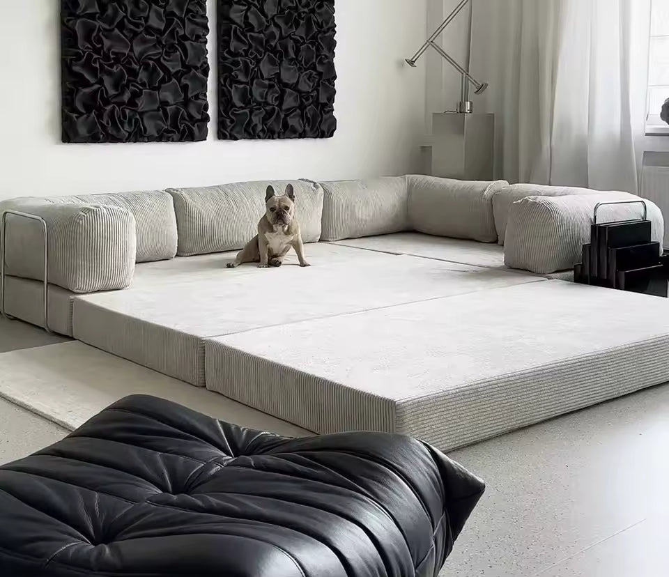Luxurious High-Density Foam Corner Sofa Bed with Vacuum Compression - Modern Living Room Design