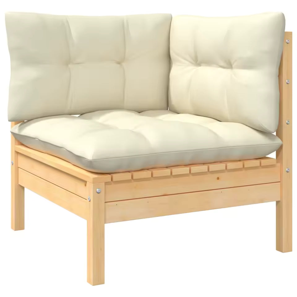 8-Seater Solid Pine Wood Garden Lounge Set with Cream Cushions - Durable & Stylish Outdoor Furniture