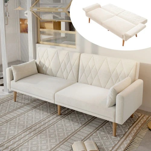 Luxurious Velvet Folding Sofa Bed with Auxiliary Legs - Comfortable Sleeping Function for Living Room & Bedroom