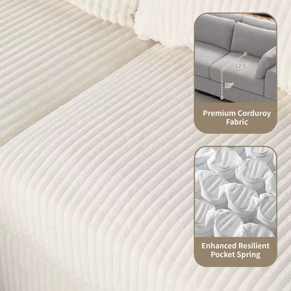 Creahappy Single-Seater Corduroy Modular Sofa - Modern & Scandinavian Style