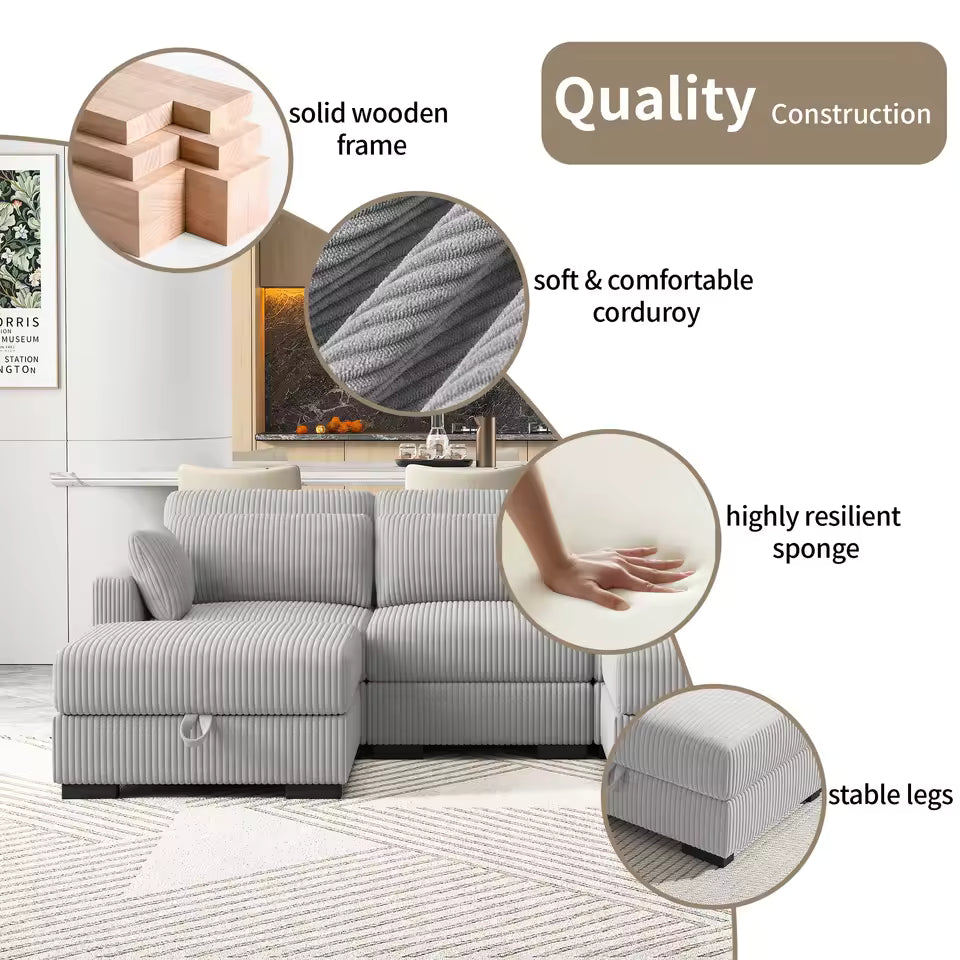 Creahappy Single-Seater Corduroy Modular Sofa - Modern & Scandinavian Style