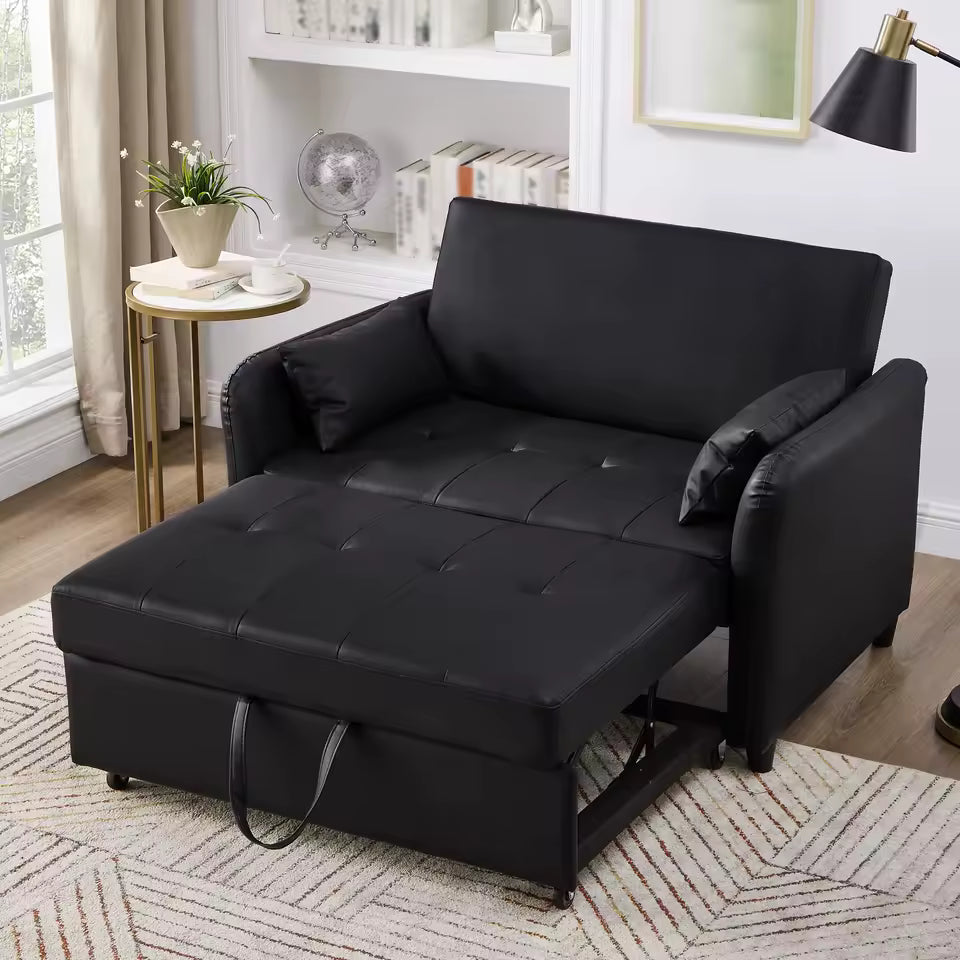 Versatile 2-Seater Sofa Bed with Extendable Chaise and Adjustable Backrest - Comfortable PU Material
