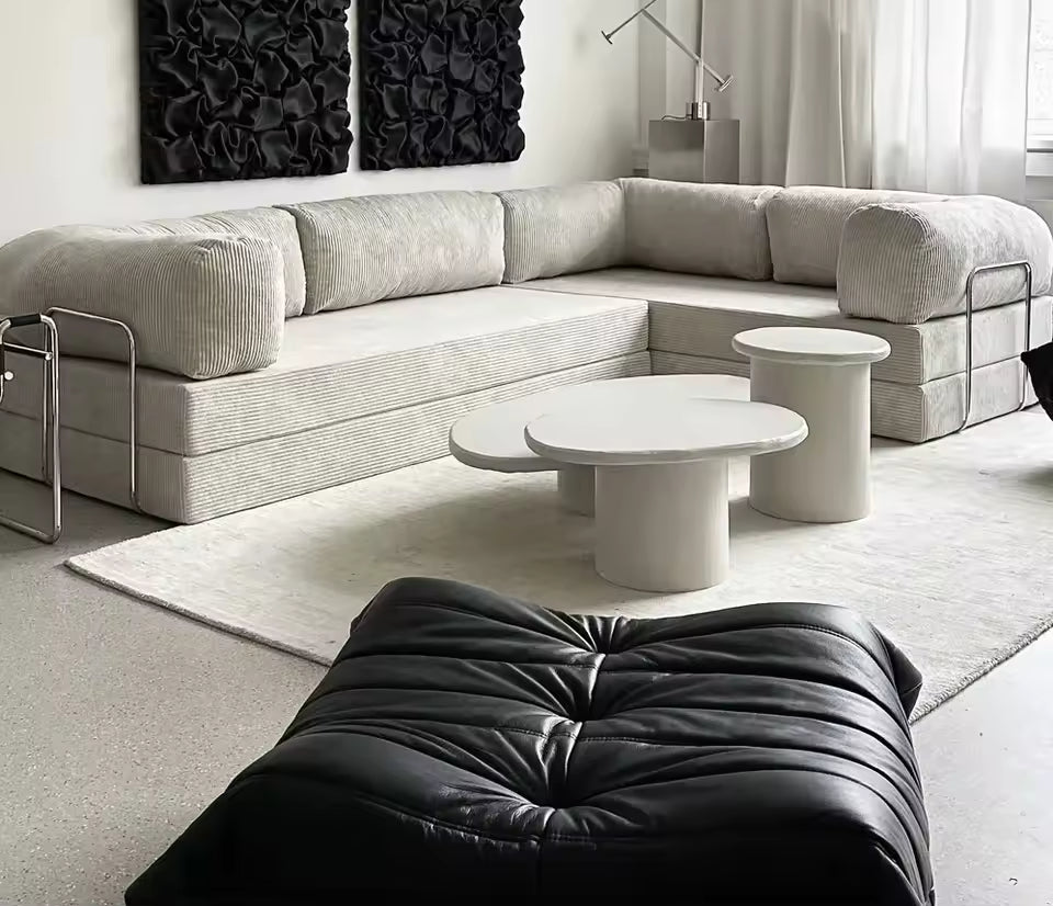 Luxurious High-Density Foam Corner Sofa Bed with Vacuum Compression - Modern Living Room Design