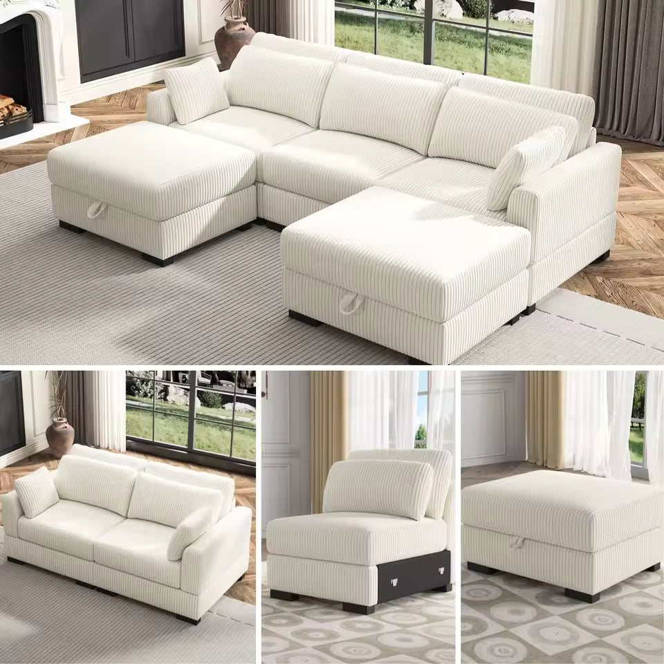 Creahappy Single-Seater Corduroy Modular Sofa - Modern & Scandinavian Style