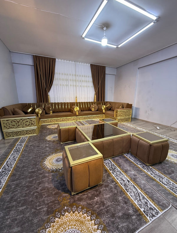 Luxe Marokkaanse Majlis-bankset - op maat gemaakte, handgemaakte salonberber