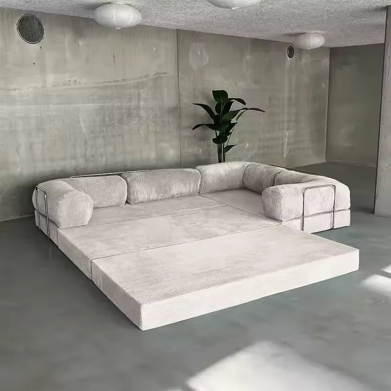Luxurious High-Density Foam Corner Sofa Bed with Vacuum Compression - Modern Living Room Design