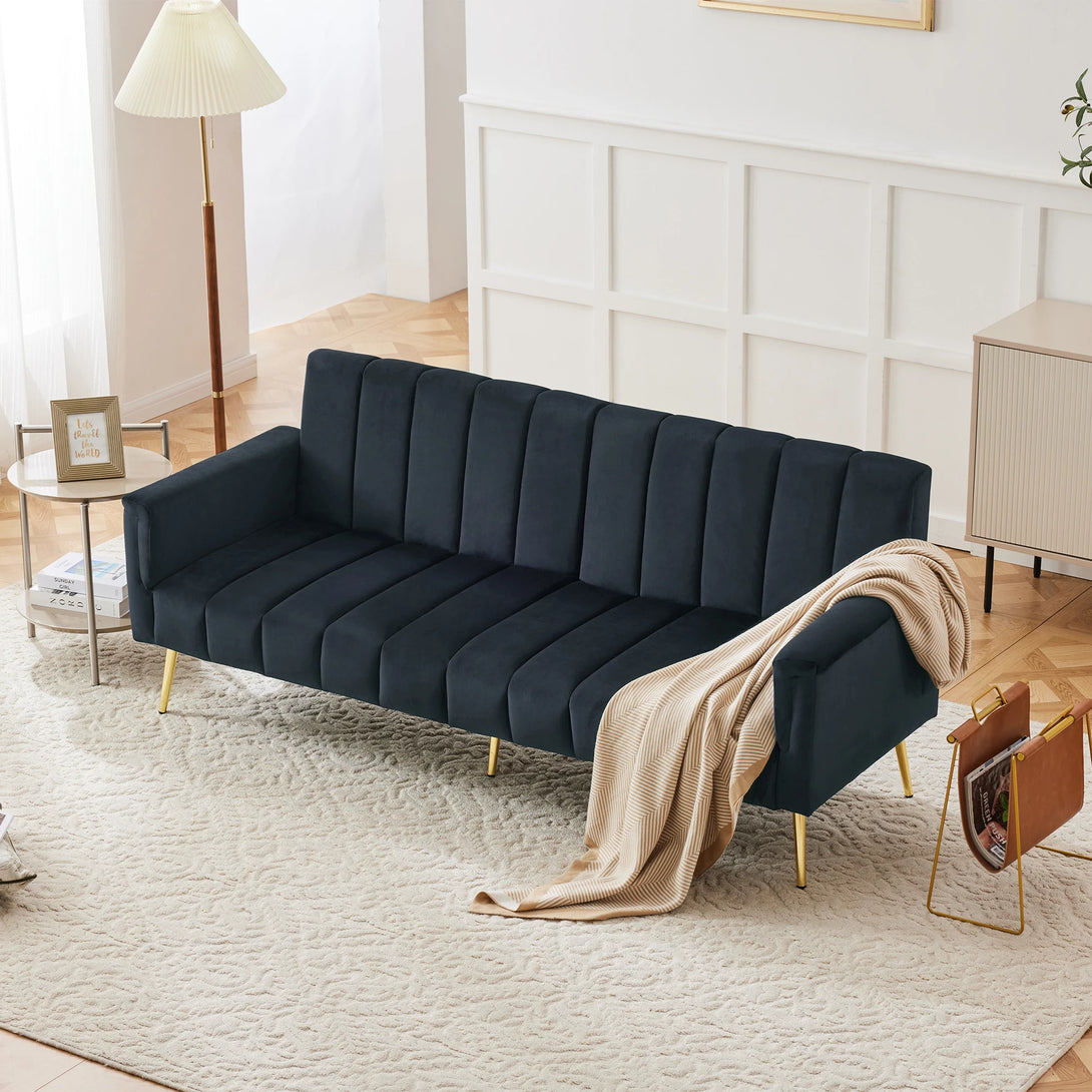 Luxurious Velvet Folding Sofa Bed with Auxiliary Legs - Comfortable Sleeping Function for Living Room & Bedroom