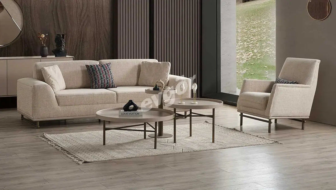 Amenno Walnut Sofa Set