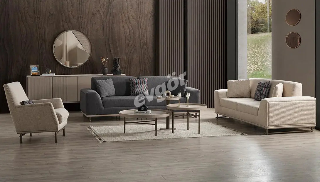 Amenno Walnut Sofa Set