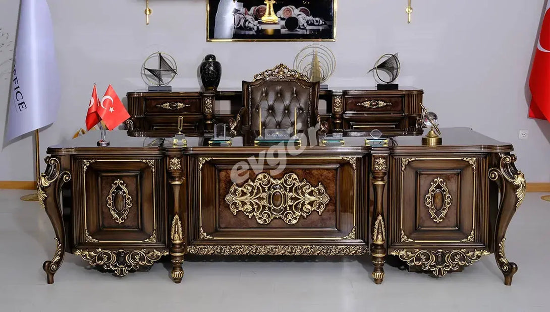 Asalet Klasik Makam Odası Takımı - Lüks ve Konforlu Yönetici Odası Mobilyası