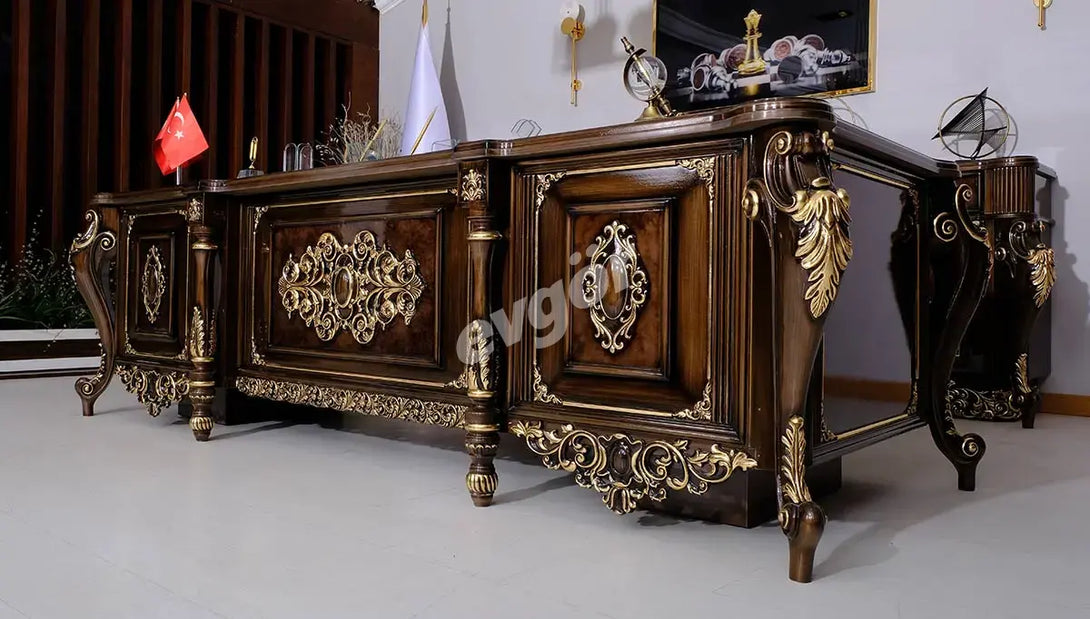 Asalet Klasik Makam Odası Takımı - Lüks ve Konforlu Yönetici Odası Mobilyası