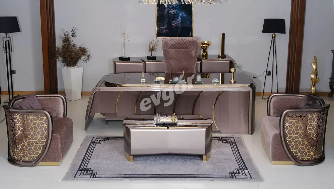Atlantis Luxury Office Set: Presidential Desk, Chair, and Console
