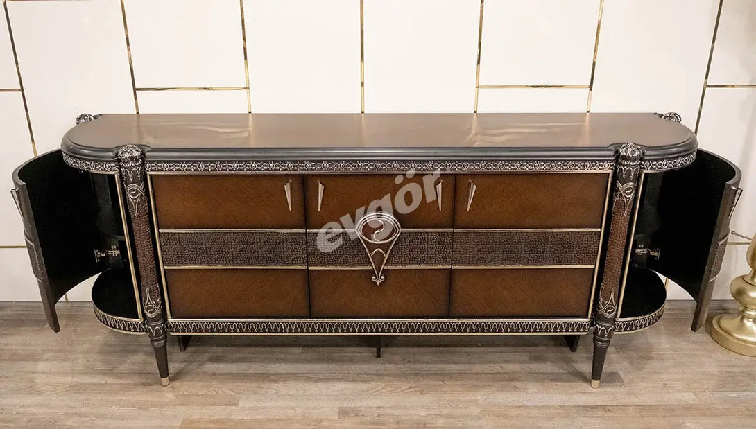Luxury Budva Office Set: Executive Desk, Comfortable Chair, and Elegant Console