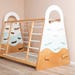 Busywood Montessori Toddler Gym Bed - Activity Play Frame with Climbing Wall, Natural Wood for Indoor Adventures