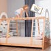 Busywood Montessori Toddler Gym Bed - Activity Play Frame with Climbing Wall, Natural Wood for Indoor Adventures
