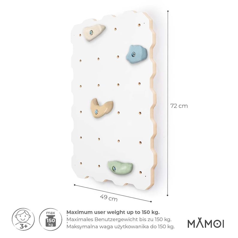 MAMOI® Wooden Climbing Wall for Toddlers - Indoor Playground with Rock Holds for Safe and Engaging Play