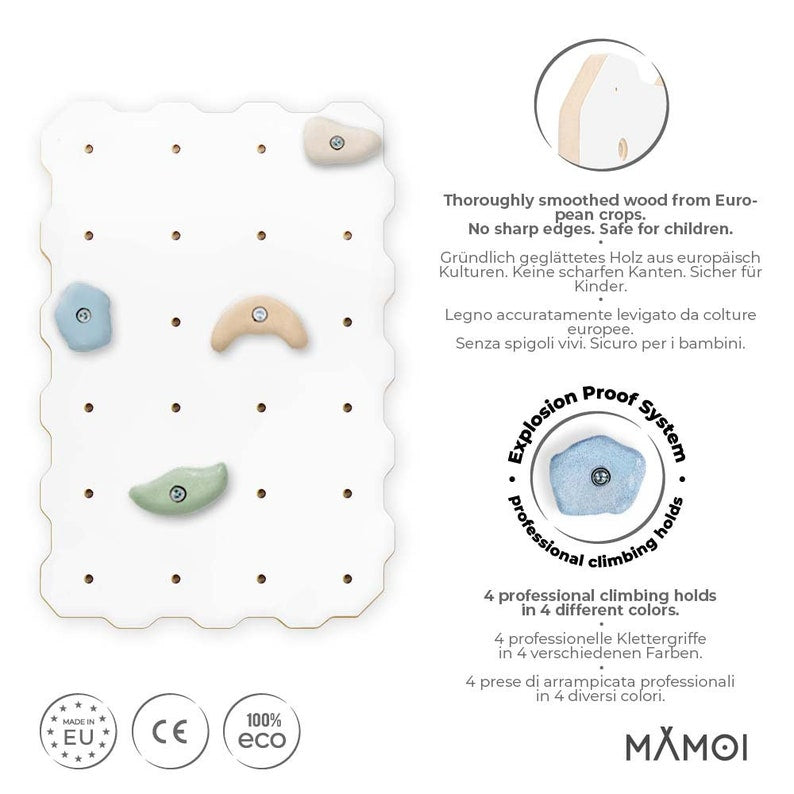 MAMOI® Wooden Climbing Wall for Toddlers - Indoor Playground with Rock Holds for Safe and Engaging Play