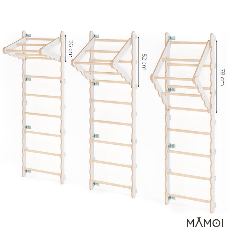 MAMOI® Modern Folding Pull-Up Bar for Wall Bars & Swedish Ladders - Expandable & Eco-Friendly Yarnwood Design