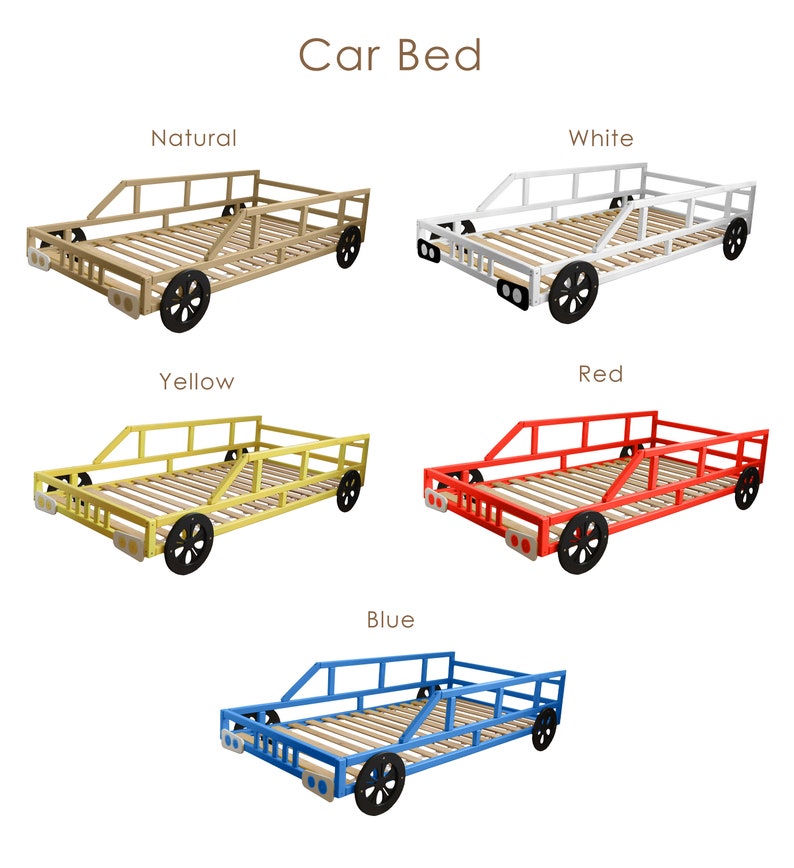 Exciting Race Car Bed by Busywood - Twin Size Bed Frame with Slats for Toddlers